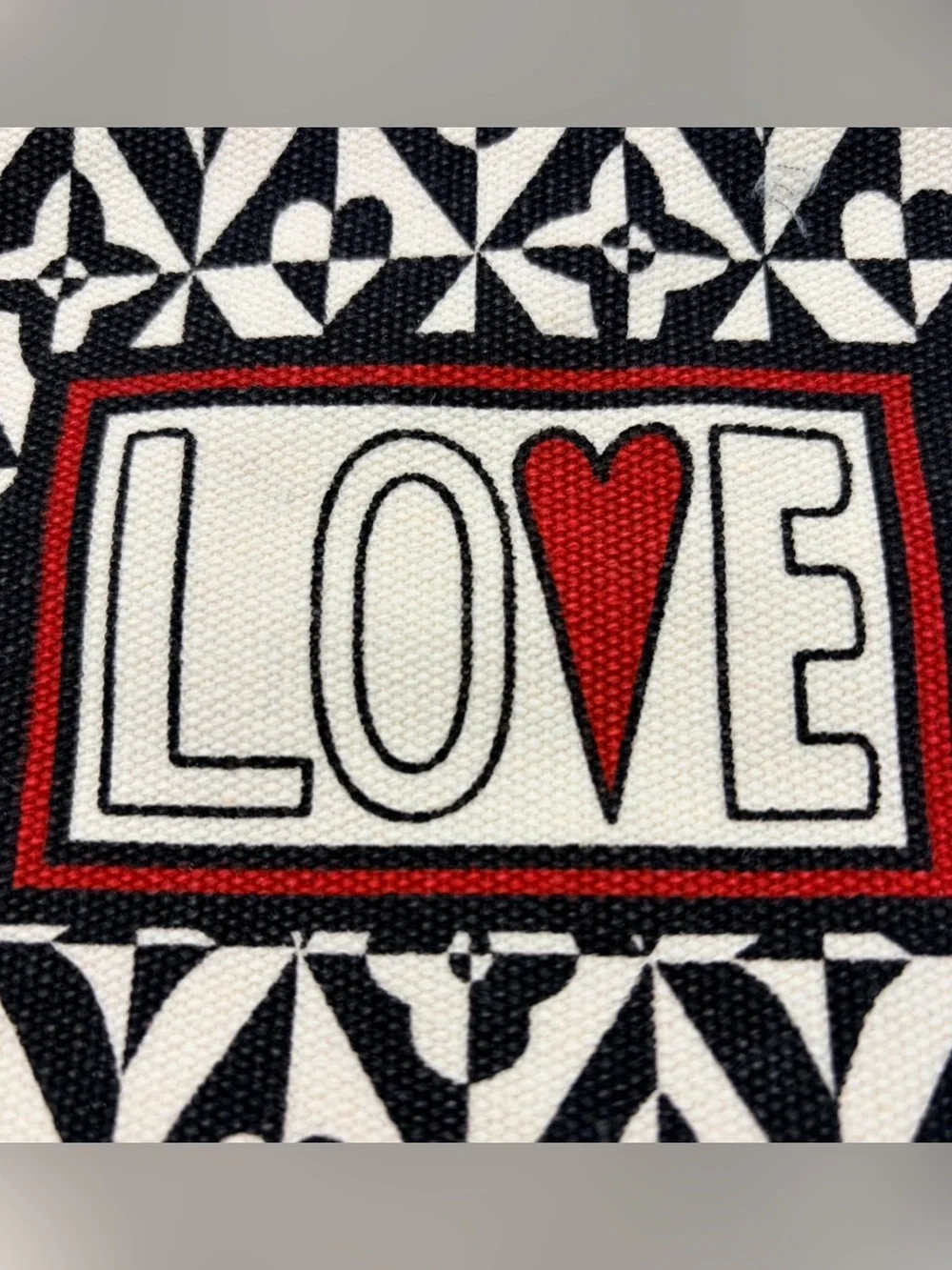 Brighton LOVE Canvas Zipper Pouch Cosmetic Bag Travel Black White Geometric NWOT